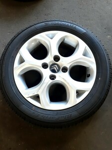 シトロエン C3 純正 16インチ アルミホイール １本 傷有り タイヤ付属 195/55R16 6J×16 +22 PCD108 4H ハブ径65 ABA-A55F01 9687753077 