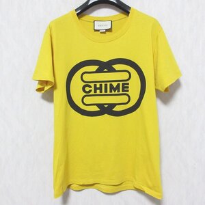 美品 GUCCI グッチ CHIME FOR CHANGE プリント ダメージ加工 半袖 Tシャツ カットソー S イエロー ◆