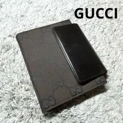 GUCCI グッチ 手帳カバー システム手帳 GG ブラウン