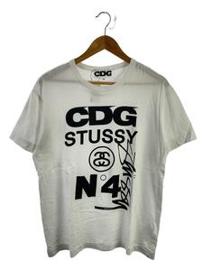 CDG◆×STUSSY/21AW/Tシャツ/XL/コットン/ホワイト/SH-T002