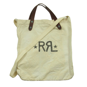 RRL ダブルアールエル ヴィテージ加工 ロゴ マーケット キャンバス トート ショルダー バッグ ベージュ系【中古】