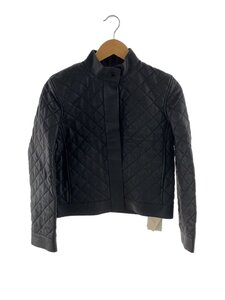 HERMES◆ディアスキン/キルティングシングルライダース/レザージャケット/36/BLK/37-7006