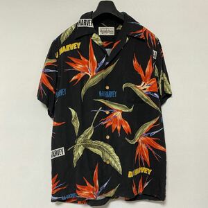 美品 ワコマリア DJ HARVEY ハワイアン シャツ M wacko maria aloha shirt オープンカラー ブラック BLACK