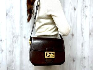 美品 CELINE セリーヌ ヴィンテージ 馬車金具 ハンドバッグ ショルダーバッグ バッグ レザー 茶 2WAY 78789