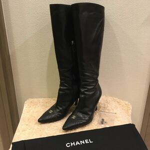 CHANEL シャネル ターンロック ロングブーツ 35サイズ ブラック