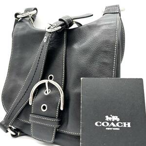 未使用級 コーチ COACH メンズ ショルダーバッグ サコッシュ ポシェット ポーチ ビジネス レザー 革 黒 ブラック