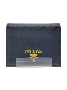 PRADA◆サフィアーノレザー財布/2つ折り財布/BLK/レディース/1MV204