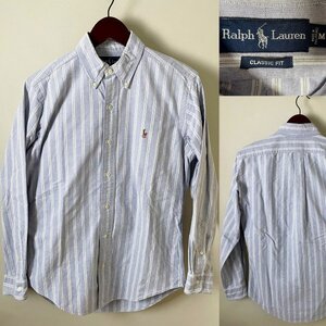 ★【国内正規品 名作 定番】00s ビンテージ RALPH LAUREN ラルフローレン CLASSIC FIT オックスフォード調 BD ストライプ柄 長袖 シャツ M