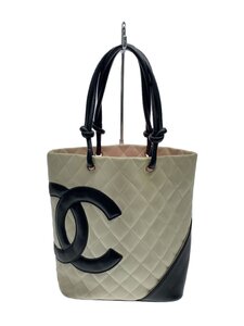 CHANEL◆トートバッグ/レザー/WHT/A25166//