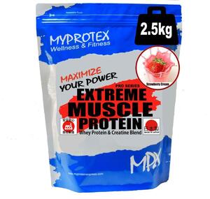 国産ホエイプロテイン 2.5kg クレアチン配合 マイプロテックプロテイン ストロベリークリーム味 送料無料 Extreme Muscle Protein