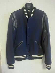 14aw サンローランパリ テディジャケット ネイビー 48　saint laurent paris teddy jacket エディスリマン期