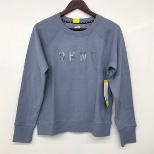 新品■DKNY ダナキャラン レディース トレーナー S ロゴ ブルー 裏起毛 