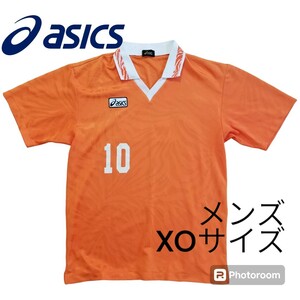 アシックス　asics　サッカー　オレンジ　番号付き　半袖プラクティスシャツ　メンズ　XOサイズ　古着