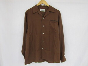 WACKO MARIA ワコマリア 50’s OPEN COLLAR SHIRT オープンカラーシャツ レーヨンシャツ 刺繍 長袖 ブラウン Mサイズ 中古品 ◆100366