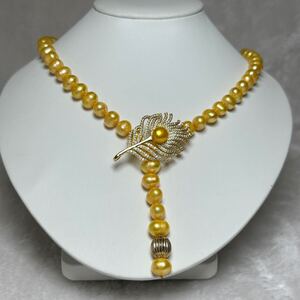 豪華綺麗！本真珠ネックレス8.6mm 55cm ゴールドパールネックレス　Pearl jewelry 天然物