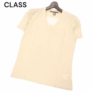 美品 イタリア製★ CLASS roberto cavalli ロベルトカヴァリ 春夏 バック ロゴ★ 半袖 Vネック Tシャツ Sz.46　メンズ　I4T02170_6#D