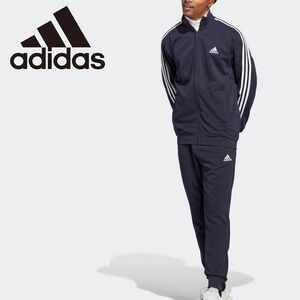 ★アディダス ADIDAS 新品 メンズ スリーストライプス スウェット トラックスーツ 上下セット スーツ 紺 [SETIC67651N-XL] 五 参★QWER★