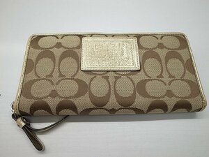 【COACH】コーチ◆ポピー シグネチャー ラウンドファスナー 長財布 ウォレット　