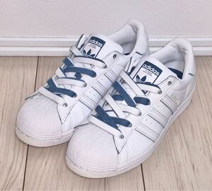 良品 adidas ORIGINALS SUPERSTAR W GX2012 US6.5 23.5cm アディダス オリジナルス スーパースター ホワイト ブルー 白 青 super star