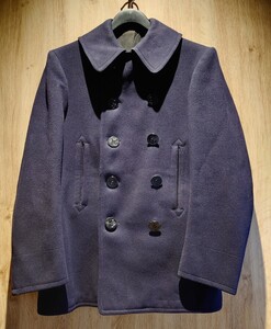 【極美】米海軍実物 40s 10ボタン ピーコート Pコート ネイビー 紺 ウール NAVY 1940年代 ステンシル NAVAL Clothing Factory チンスト