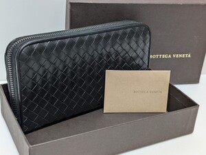 ★BOTTEGA VENETA ボッテガヴェネタ イントレチャート ラウンドファスナー ブラック 黒 長財布 財布　カーフレザー★