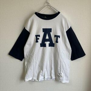 FAT Tシャツ 七分袖 デカロゴ リンガー 切り替えし 古着