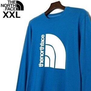 1円～!売切!【正規新品】THE NORTH FACE◆L/S COORDINATES TEE 長袖 Tシャツ ロンT US限定 立体ロゴ 上質 大きいサイズ(XXL)青 180902-5