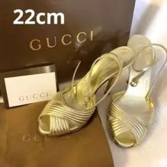 GUCCI グッチ ピンヒール ゴールド レザー 革　22cm  ハイヒール