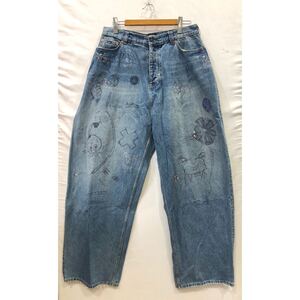 【BALENCIAGA】バレンシアガ EMBROIDERED DENIM OVERSIZED グラフィティー ジーンズ デニム メンズ Lサイズ ts202412