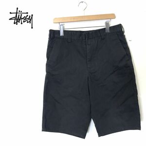 1H1530-N◆ Stussy ステューシー ハーフパンツ ボトムス ストリート ジッパーフライ ◆ size32 ブラック 黒 ポリエステル コットン