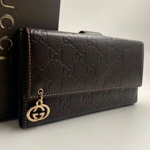 H1790 【美品】GUCCI グッチ GGインプリメ 長財布 212104 2888 ウォレット ダークブラウンカラー 小銭入れ有り 