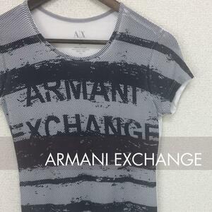 ARMANI EXCHANGE アルマーニエクスチェンジ ボーダー ロゴ Tシャツ 半袖 レディースXS