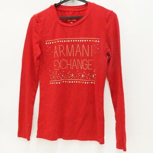 中古 A/X ARMANI EXCHANGE アルマーニ エクスチェンジ 長袖 Tシャツ 赤 コットン92％ ポリウレタン8％ カンボジア製