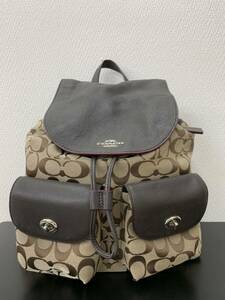 2700 COACH コーチ シグネチャー リュック キャンバス レザー リュックサック ベージュ バックパック 