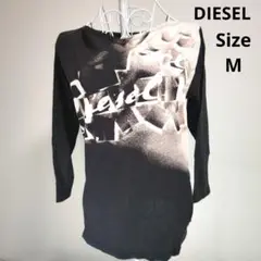 【オシャレ☆DIESEL】黒　ブランドロゴ　7分袖Tシャツ サイズM