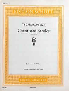 チャイコフスキー 無言歌・Op.2・No.3 (バイオリンまたはフルートとピアノ) 輸入楽譜 Tchaikovsky Chant sans paroles 洋書