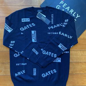 送料無料PEARLY GATESパーリーゲイツMENS PG編地モノグラム柄WOOL羊毛カシミヤKNITプルオーバー軽量保温性柔らか伸縮Navy(大特価6)新品