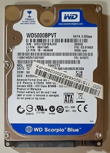 4264 2.5インチ内蔵SATAハードディスク 9.5mm 500GB WD5000BPVT-24HXZT3 lenovo G480/G485/G580/G585/G780 Windows8リカバリ 5429時間 正常