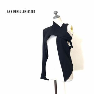 1O1660-D◆美品◆ ANN DEMEULEMEESTER アンドゥムルメステール デザインジャケット アシンメトリー モード◆size38 ブラック ウール