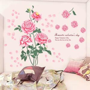 ウォールステッカー ピンク バラ 薔薇 花びら 壁紙 模様替え 貼って 剥せる