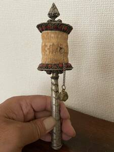 中国美術西藏藏傳法器骨製佛教轉經輪置物 骨董品