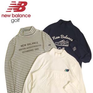 美品 豪華3点 new balance golf 蓄熱保温 ストレッチ モックネック 長袖シャツ インナー メンズ4 ニューバランス ゴルフウェア 241130