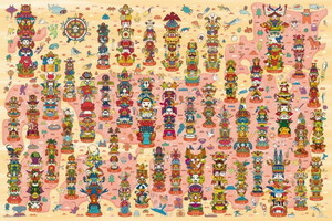 ジグソーパズル 1000ピース てんこ盛り！ご当地トーテムポール 50x75cm 10-1393　送料無料 新品