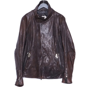 未使用 INCARNATION Horse Leather Hi-neck Darts Shoulder Blouson Mサイズ グレー 11-41497 インカネーション レザーブルゾン ジャケット