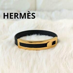 1円～ HERMES エルメス ブレスレット プスプス レザー ゴールドカラー E刻印 