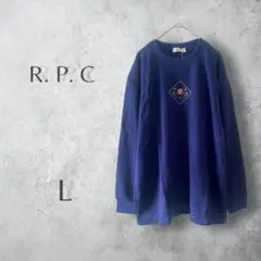 古着　【R.P.C】　花刺繍　ニット　ネイビー　ゆったり　プルオーバー　大きめ