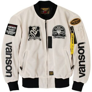 3XLサイズ VANSON バンソン VS24101S メッシュ MA-1 ジャケット アイボリー 3XL 着脱防風インナー装備 (3シーズン対応)