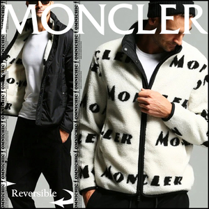 激レア完売リバーシブルモデル/国内正規品■新品【MONCLER】全面モンクレールビックロゴもこもこボアフリース×ナイロンジップジャケットM