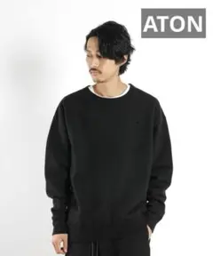 ATON GARMENT DYE URAKE CREWNECK PULLOVER