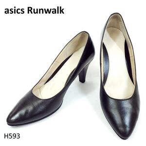 美品★シンプル★アシックスランウォーク　アーモンドトゥパンプス　ブラック　24cm D asics Runwalk